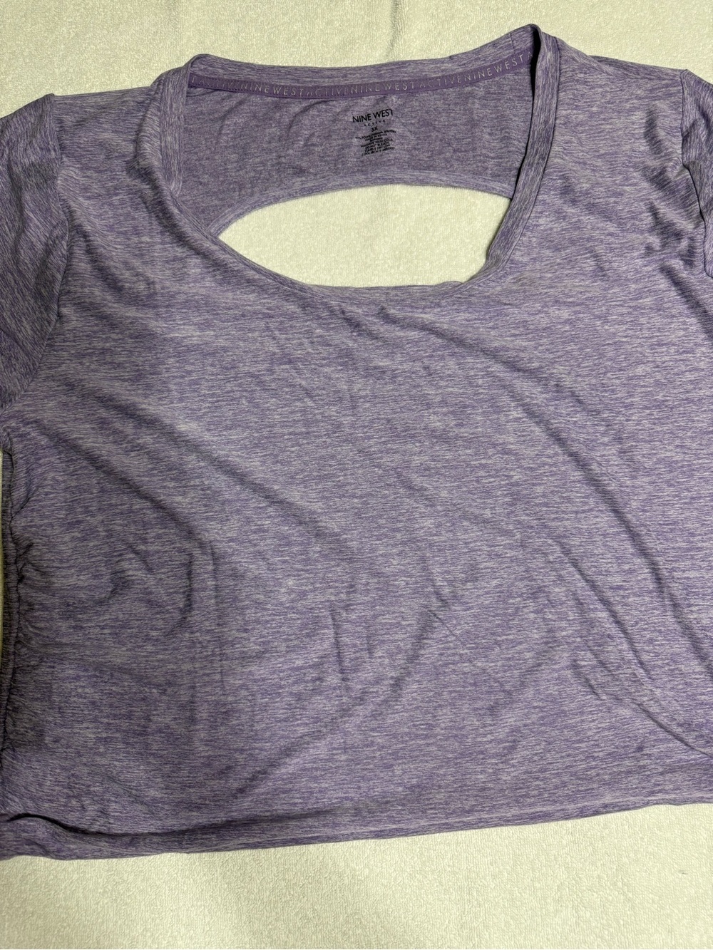 Nine West Lavender Heather Cutout Short Sleeve Tee